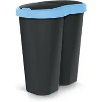 Prosperplast Compacta R Duo NDRF40-2717C_S411 - Afvalmand - Prullenbak 40L - één vak twee deksels - Blauw / Zwart