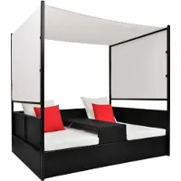 Syfax Tuinbed met luifel 190x130 cm poly rattan zwart