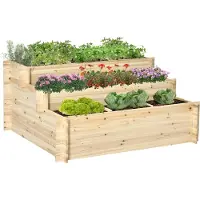Outsunny verhoogde plantenbak - van dennenhout - natuur hout