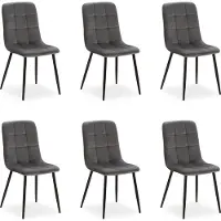 Homestyle4u Eetkamerstoelen van Fluweel - 6 Stoelen - Grijs