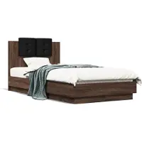 vidaXL Bedframe met hoofdeinde bewerkt hout bruineikenkleur 90x190 cm