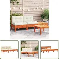 The Living Store Lounge Set - Tuinbank - Tuinbank 2-zits met kussens en voetenbank - Buitendecoratie - Hout Meubel - Bruine Bank