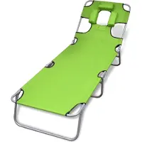 Syfax Ligbed inklapbaar met hoofdkussen gepoedercoat staal groen