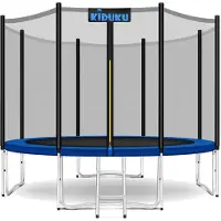Kiduku Trampoline Ø 244/305/366/427 cm | Complete set met veiligheidsnet, ladder, randafdekking, grondanker & accessoires | Outdoor tuintrampoline kindertrampoline belastbaarheid 80 kg (244 cm)