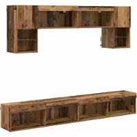 Syfax TV Wand Eenheden met LED 6 pcs Oud Hout Bewerkt hout