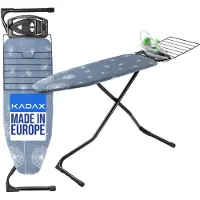 Kadax Strijkplank met uittrekbaar vak, 120 x 42 cm, strijkplank, stoomstrijkplank met verstelbare hoogte, strijkplank met antislipvoetjes (donkerblauw)
