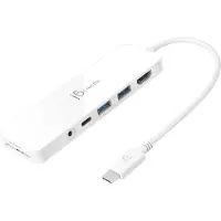 J5CREATE JCD373, USB 3.2 Gen 1 (3.1 Gen 1) Type-C, 60 W, Wit, MicroSD (TransFlash), SD, 4K Ultra HD, 30 Hz