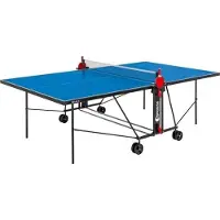 Sponeta Tafeltennistafel, Compact, voor buitengebruik, blauw en zwart, 25 mm stalen buizen, melamineplaat, inclusief net
