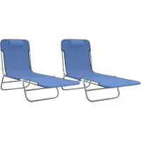 Syfax Ligbedden 2 st inklapbaar textileen en staal blauw