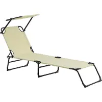 Casa.pro Ligbed ligstoel met zonneluifel 187x53x27 cm crème
