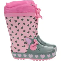 Playshoes Regenlaarzen 'Katze' pastelgroen / rosa
