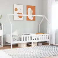 Prolenta Maison Exclusive - Kinderbed, huisbedmodel, wit, 80x200 cm, massief grenenhout