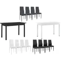 En.casa [] Eettafel (zwart) met 4 stoelen (donkergrijs), 120x60 cm. Keukentafel, eettafel
