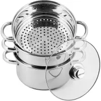 KINGHOFF STOOMPOT, 4 ELEMENTEN 22cm KH-3328, Pan + steelpan, Zilver