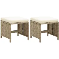 The Living Store Tuinstoelen, 2 stuks, met zitkussen, van polyrotan, beige