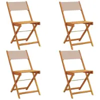 vidaXL Tuinstoelen 4 st inklapbaar stof en massief hout taupe