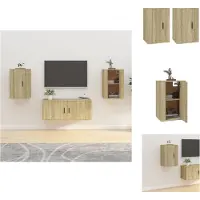 vidaXL Tv-wandmeubel 2 st - Sonoma eiken - 60 cm TV Wandmeubel - Salon Meubilair - Houten Tv Meubel - Tv Kast - Mediabox