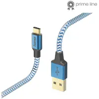 Hama Reflective USB-A naar USB-C Kabel - Oplaadkabel geschikt voor Samsung / Android - Gevlochten nylon - 3A USB 2.0 - 480Mbps - 150cm - Blauw