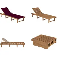 vidaXL Ligbed inklapbaar met kussen massief acaciahout - Ligbed - Ligbedden - Ligstoel - Ligstoelen