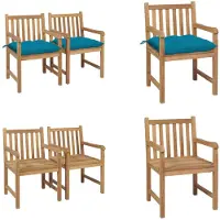 vidaXL Tuinstoelen 2 st met lichtblauwe kussens massief teakhout - Tuinstoel - Tuinstoelen - Buitenstoel - Buitenstoelen