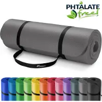 Tresko fitnessmat yogamat pilatesmat gymnastiekmat | 185 x 60 cm of 190 x 100 cm | 1 of 1,5 cm dikte | getest op ftalaten | NBR-schuimrubber (grijs 190 x 100 x 1,5 cm)