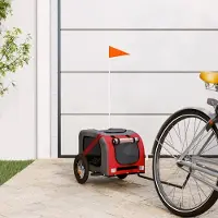Prolenta Maison Exclusive - Fietsaanhangwagen voor honden, rood en grijs. Gemaakt van Oxford-stof en metaal