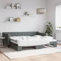 Prolenta Maison Exclusive - Uittrekbaar dagbed, donkergrijs, 90x200 cm, gestoffeerd