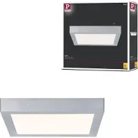 Paulmann Lunar LED paneel, hoekig, chroom, 30x30cm, alu / grijs / zink, Woon-/ Eetkamer, Aluminium, LED paneel
