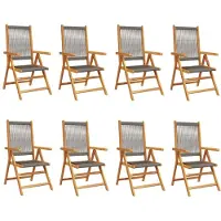 vidaXL Tuinstoelen 8 st verstelbaar massief acaciahout grijs