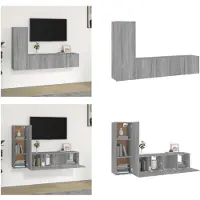 vidaXL 3-delige Tv-meubelset bewerkt hout grijs sonoma eikenkleurig - Tv-kast - Tv-kasten - Tv-meubel - Hifi-meubel