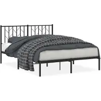 vidaXL Bedframe met hoofdbord metaal zwart 140x190 cm