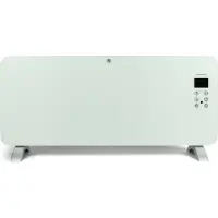 Quality Heating - Elektrische Kachel - 2000W – Convectorkachel met Thermostaat en Afstandsbediening - Heater -Glazen Paneelverwarming - Badkamerverwarming - Wit