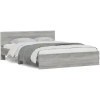 vidaXL Bedframe met hoofdeinde grijs sonoma eikenkleurig 140x190 cm