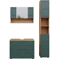 Vicco Badkamermeubel set Irma Groen/Goudkleurig Eiken 3-delig, Model 47202