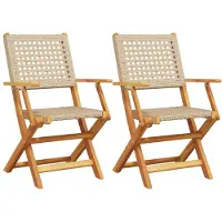 vidaXL Tuinstoelen 2 st massief acaciahout en poly rattan beige