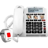 Geemarc Telecom CL610 Vaste seniorentelefoon Fototoetsen, Handsfree, Compatibel voor hoorapparatuur, Incl. noodoproep, Optisch belsignaal, Waterdicht, Nummerherhaling