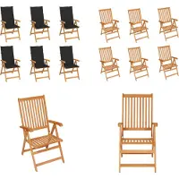 vidaXL Tuinstoelen 6 st met zwarte kussens massief teakhout - Tuinstoel - Tuinstoelen - Tuin Stoel - Tuin Stoelen