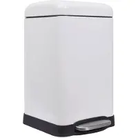 Perel metalen pedaalemmer met uitneembare emmer, solide voet en antislippedaal, ideaal voor thuis en op kantoor, inhoud 20 liter, vierkant 45,5 x 28 x 34 cm, mat wit