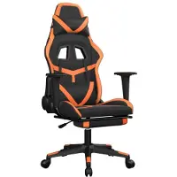 vidaXL Massage gamestoel met voetensteun kunstleer zwart en oranje