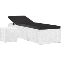 Syfax Ligbed met kussen en theetafel poly rattan wit