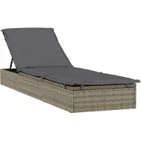 Syfax Ligbed met kussen 1 st 201x55x62 cm poly rattan grijs