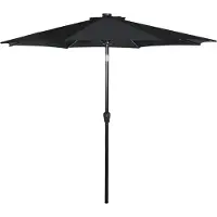 Ebuy24 Rices zonnescherm parasol met tandwiel, LED licht, kantelt ø3 M zwart/zwart.