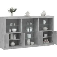 vidaXL Dressoir met LED-verlichting 181,5x37x100 cm betongrijs