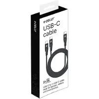 Celly 100W USB-C naar 2x USB-C kabel 1m, zwart