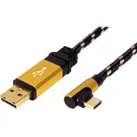 Roline USB-C haaks naar Easy-USB-A kabel - USB2.0 - tot 3A - 0,80 meter