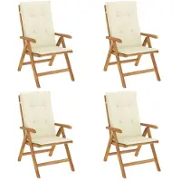 vidaXL Tuinstoelen 4 st verstelbaar met kussens massief teakhout