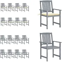 vidaXL Tuinstoelen met kussens, 8 stuks. Massief acaciahout, grijs - Tuinstoel - Tuinstoelen - Houten stoel - Houten stoelen