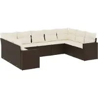 vidaXL 9-delige Loungeset met kussens poly rattan bruin
