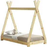 En.casa Juniorbed - Tipi met bedbodem 70x140cm - naturel