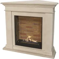 Xaralyn Ethanolhaard - Hoekmodel BST - Wit natuursteen - 3 kW verwarmingscapaciteit - Inclusief inbouwhaard en decoratieve elementen - Hoekhaard